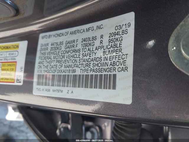 1HGCV2F3XKA018189 Honda k20c4