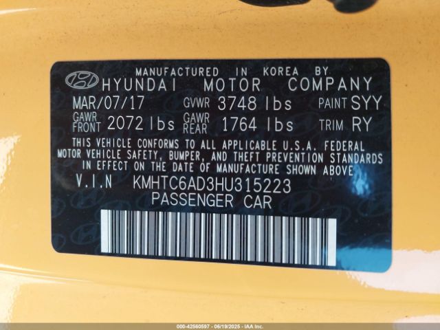 KMHTC6AD3HU315223 Hyundai gdi gamma