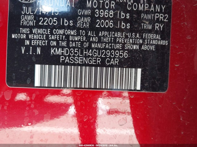 KMHD35LH4GU293956 Hyundai dohc gdi nu