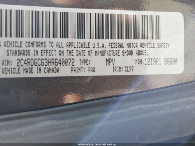 2017 DODGE GRAND CARAVAN 2C4RDGCG3HR640072 Photo 8