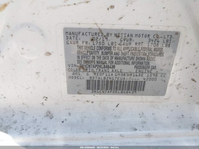 2019 NISSAN VERSA 3N1CN7AP2KL848439 Photo 8