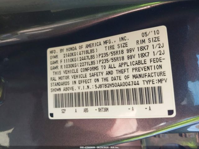 2010 ACURA RDX 5J8TB2H50AA004744 Photo 8