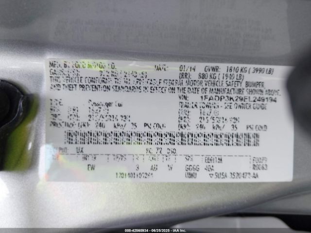 1FADP3K29EL249194 Ford 2014