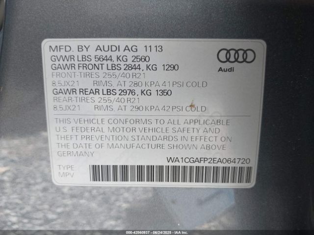 WA1CGAFP2EA064720 Audi 2014
