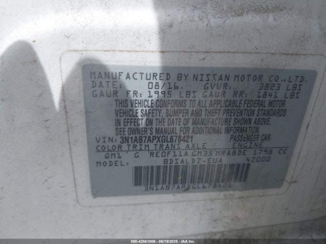 3N1AB7APXGL678421 Nissan Sentra