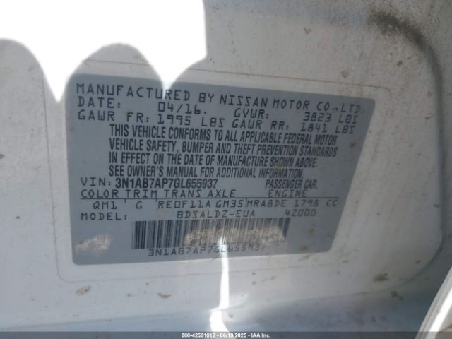 3N1AB7AP7GL655937 Nissan Sentra