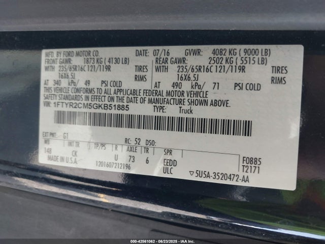 1FTYR2CM5GKB51885 Ford 2016
