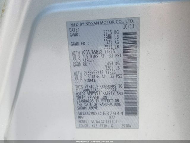2014 NISSAN PATHFINDER 5N1AR2MNXEC637944 Photo 8