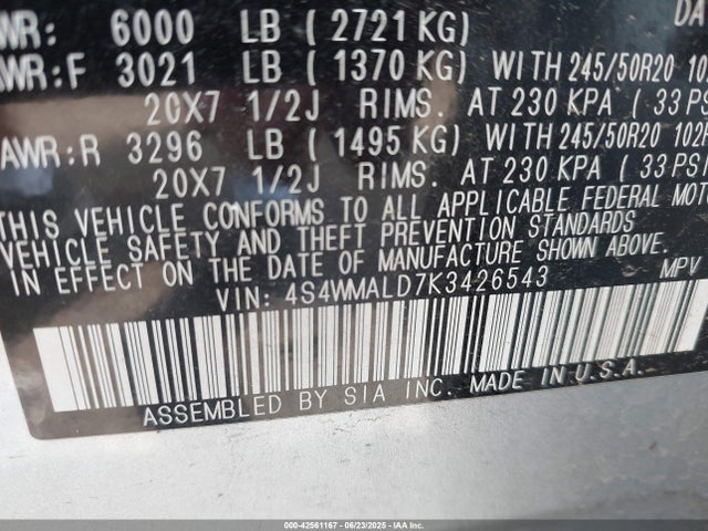 4S4WMALD7K3426543 Subaru 2019