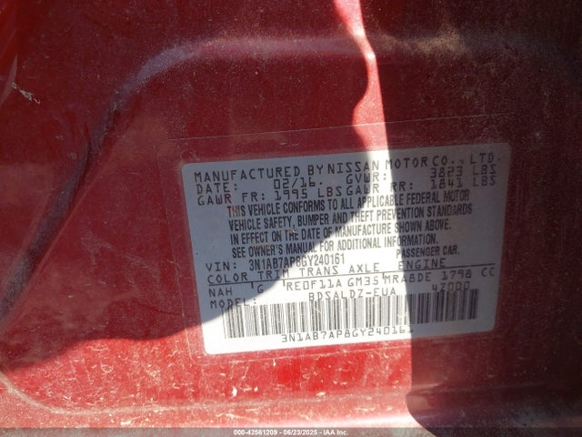 3N1AB7AP8GY240161 Nissan 2016
