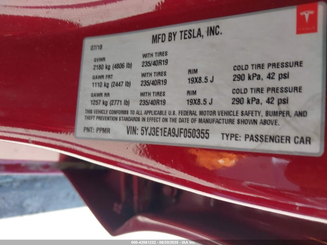 2018 TESLA MODEL 3 5YJ3E1EA9JF050355 Photo 8