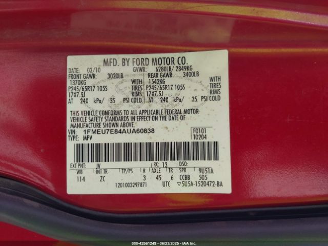 2010 FORD EXPLORER 1FMEU7E84AUA60838 Photo 8