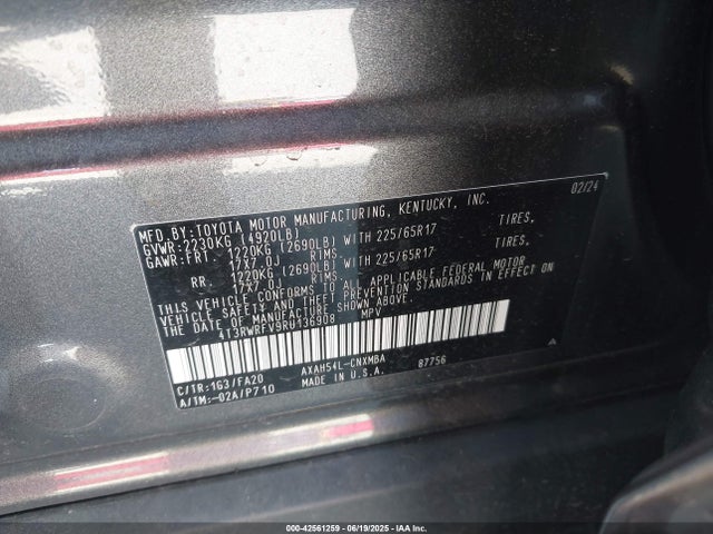 4T3RWRFV9RU136908 Toyota a25a-fxs
