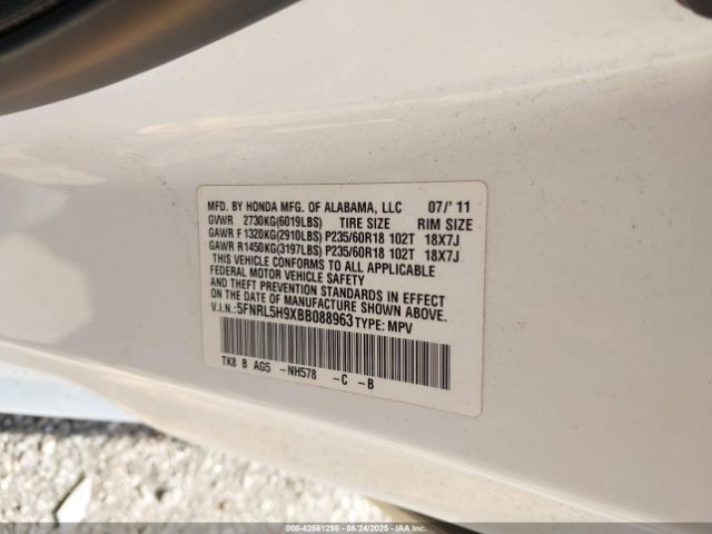 2011 HONDA ODYSSEY 5FNRL5H9XBB088963 Photo 8