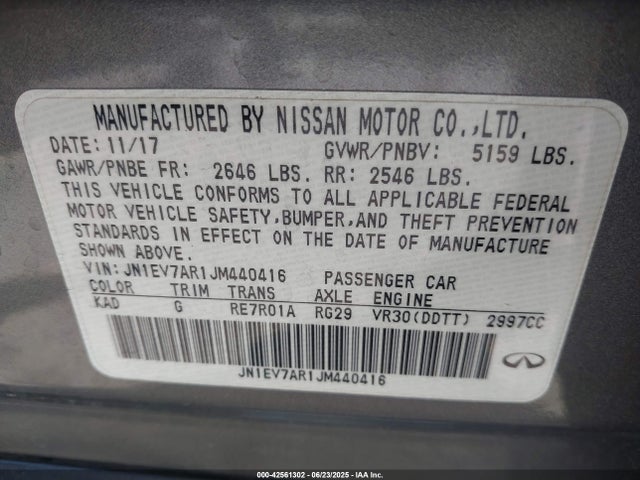 Infiniti Q50 2018 JN1EV7AR1JM440416 Image 9