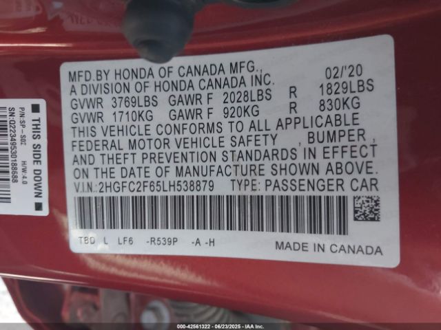 2HGFC2F65LH538879 Honda k20c2