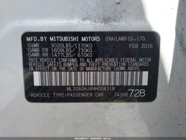 2017 MITSUBISHI MIRAGE ML32A3HJXHH004318 Photo 8