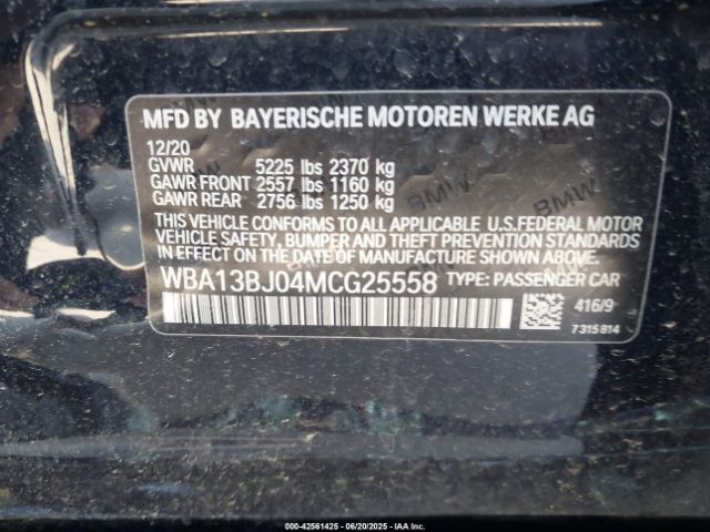 2021 BMW 530I WBA13BJ04MCG25558 Photo 8