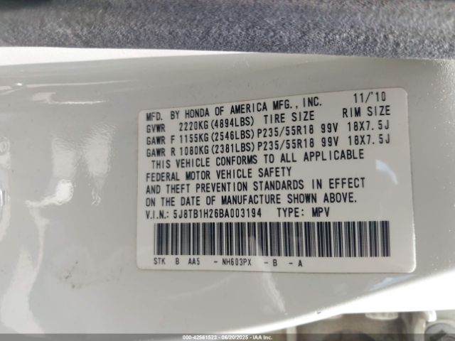 2011 ACURA RDX 5J8TB1H26BA003194 Photo 8