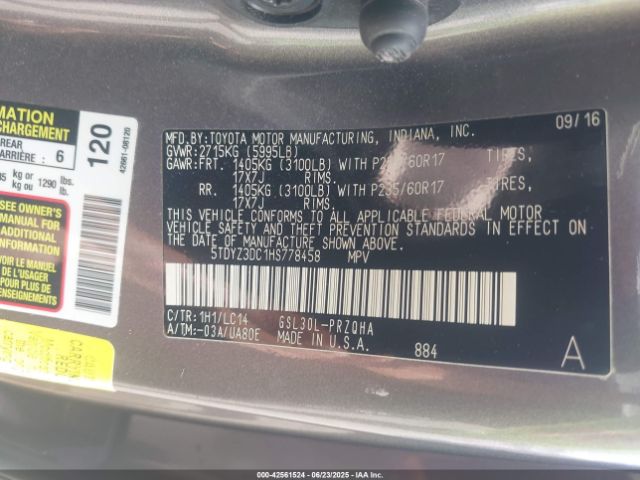 2017 TOYOTA SIENNA 5TDYZ3DC1HS778458 Photo 8