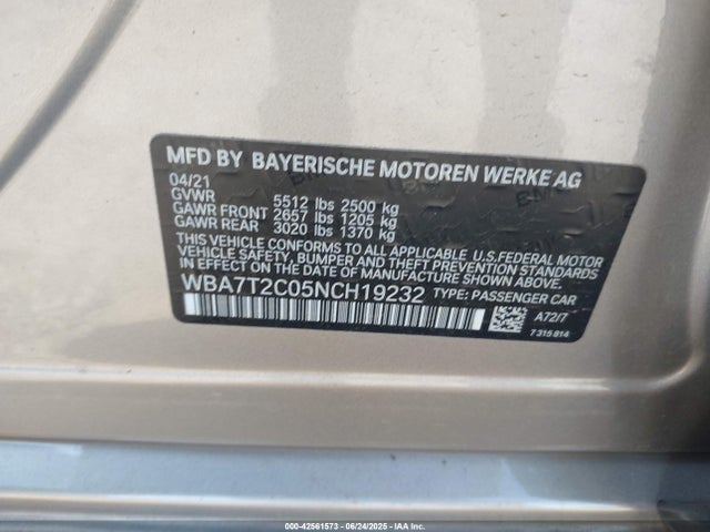 BMW 740LI 2022 WBA7T2C05NCH19232 Image 9