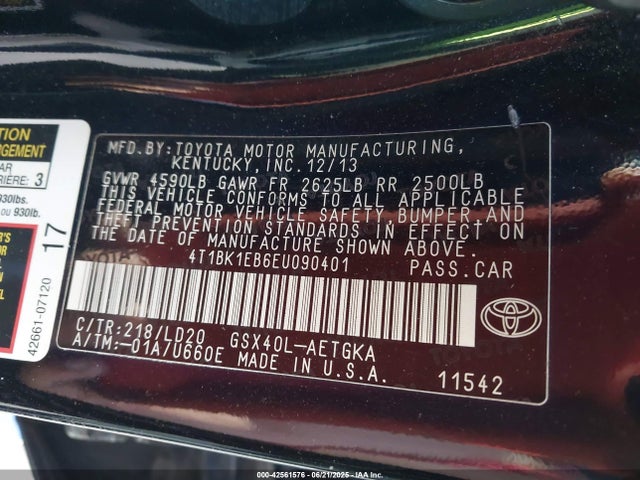 4T1BK1EB6EU090401 Toyota 2gr-fe