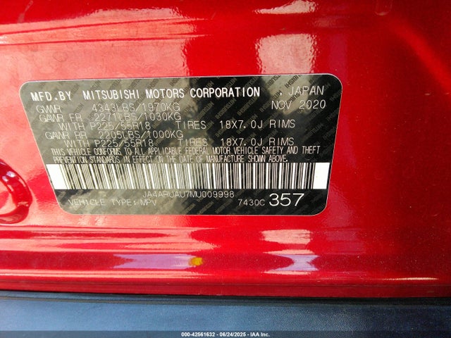 JA4ARUAU7MU009998 Mitsubishi mivec