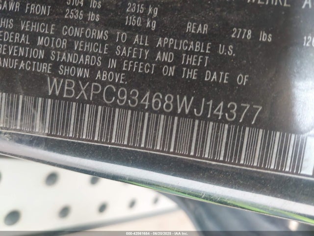 Aukcja sprzedaży 2008 Bmw X3 3.0si, vin: WBXPC93468WJ14377, numer aukcji: 42561684