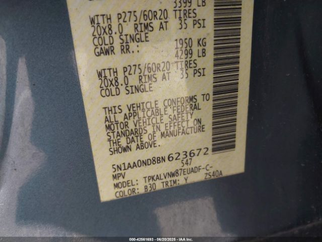 2011 NISSAN ARMADA 5N1AA0ND8BN623672 Photo 8