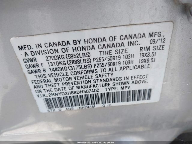 2013 ACURA MDX 2HNYD2H68DH507400 Photo 8