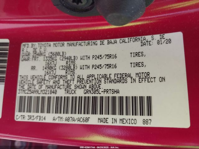 2020 TOYOTA TACOMA 3TMCZ5AN9LM321840 Photo 8
