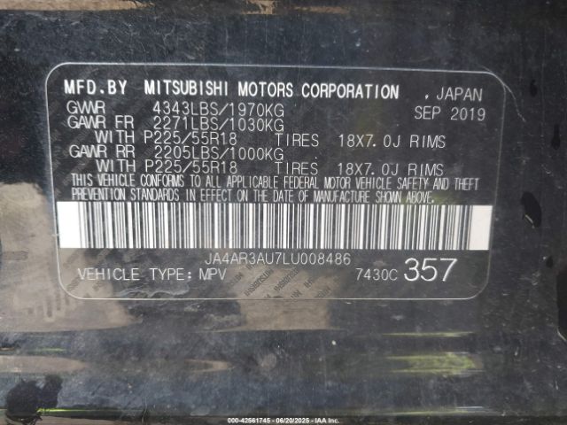 2020 MITSUBISHI OUTLANDER SPORT JA4AR3AU7LU008486 Photo 8