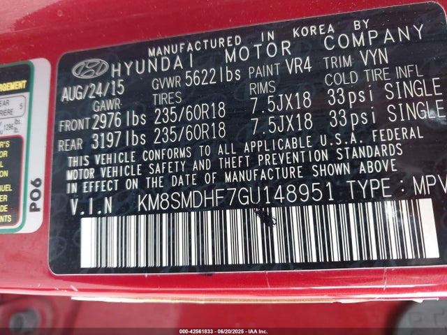 Hyundai gdi lambda ii 2016 KM8SMDHF7GU148951 Image 9