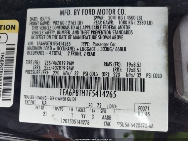 1FA6P8TH1F5414265 Ford 2015