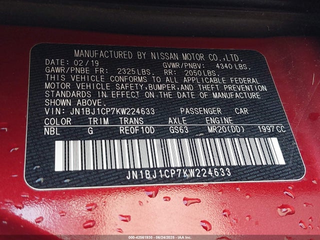 JN1BJ1CP7KW224633 Nissan 2019
