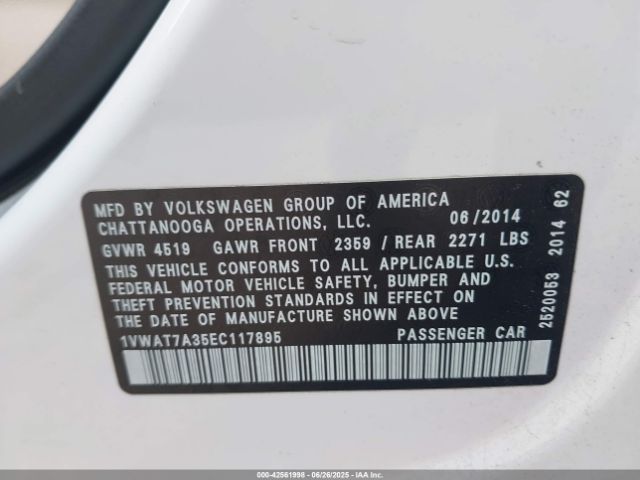 1VWAT7A35EC117895 Volkswagen 2014