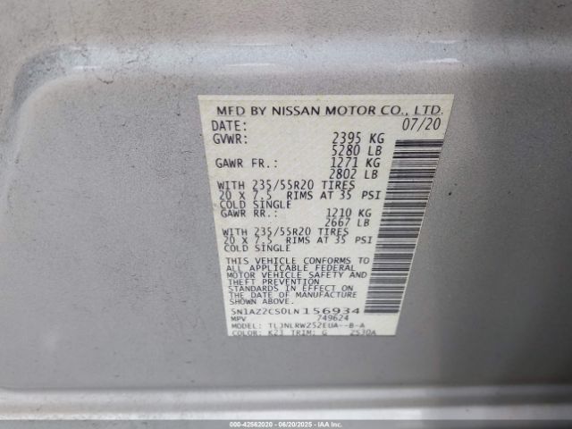 2020 NISSAN MURANO 5N1AZ2CS0LN156934 Photo 8