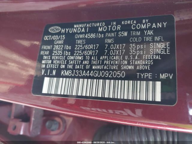 2016 HYUNDAI TUCSON KM8J33A44GU092050 Photo 8
