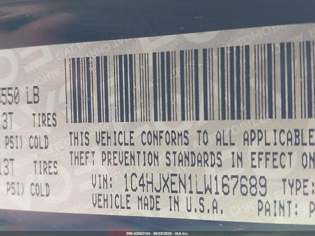 1C4HJXEN1LW167689 Jeep 2020