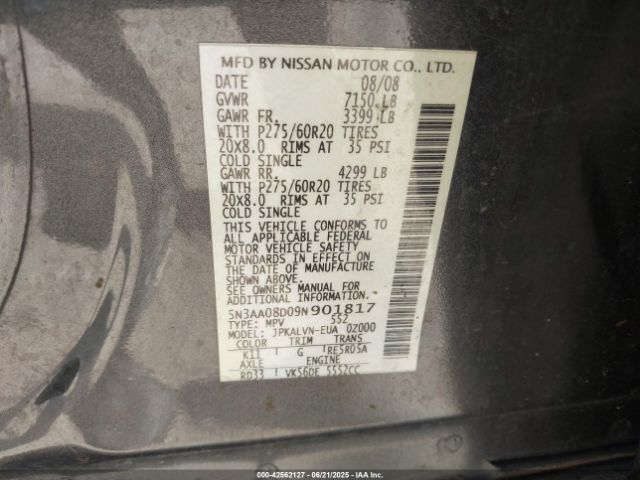 2009 INFINITI QX56 5N3AA08D09N901817 Photo 8