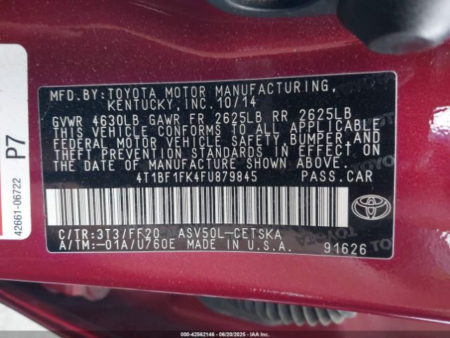 2015 TOYOTA CAMRY 4T1BF1FK4FU879845 Photo 8