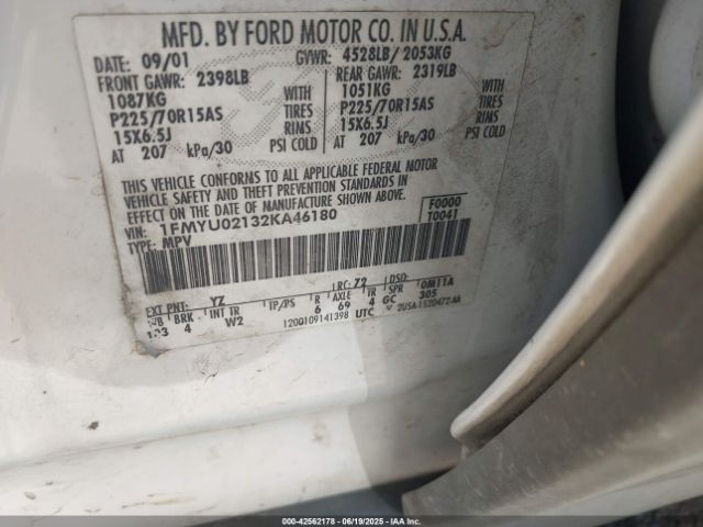 2002 FORD ESCAPE 1FMYU02132KA46180 Photo 8