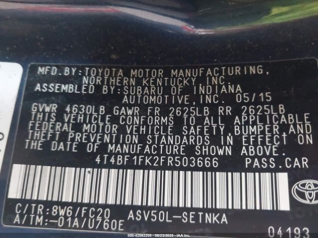 2015 TOYOTA CAMRY 4T4BF1FK2FR503666 Photo 8
