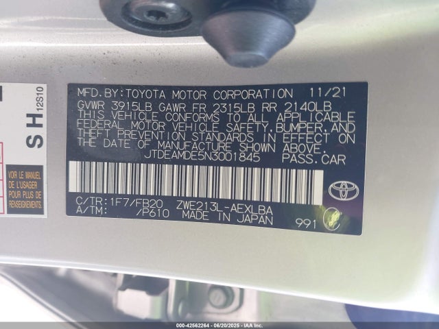 Toyota 2zr-fxe, 1nm 2022 JTDEAMDE5N3001845 Image 9