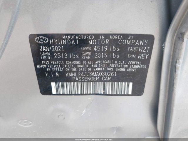 2021 HYUNDAI SONATA KMHL24JJ9MA030261 Photo 8