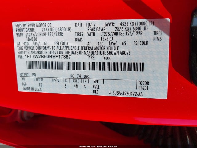 Ford 2017 2017 1FT7W2B60HEF17887 Image 9