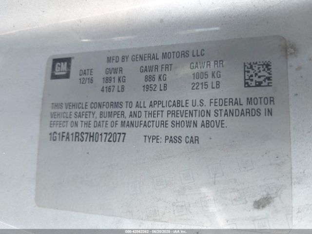 2017 CHEVROLET CAMARO 1G1FA1RS7H0172077 Photo 8