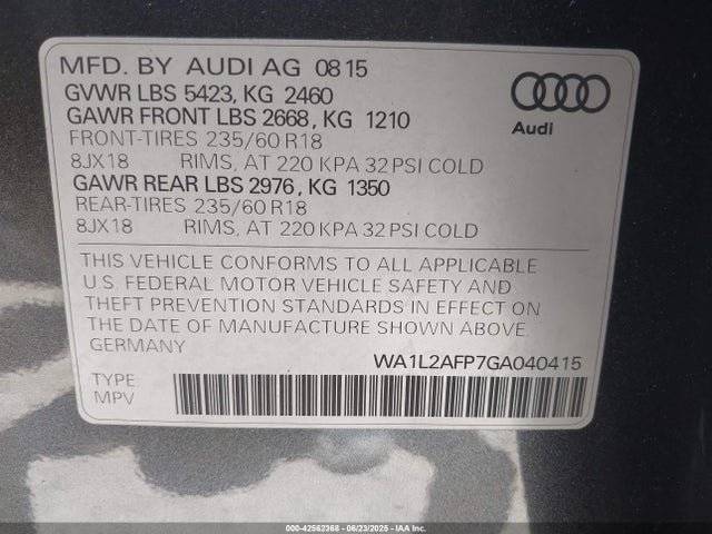 2016 AUDI Q5 WA1L2AFP7GA040415 Photo 8