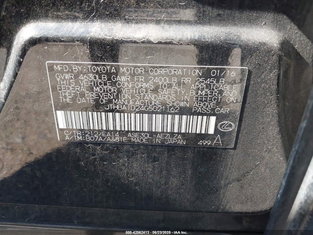 JTHBA1D24G5021162 Lexus 8ar-fts