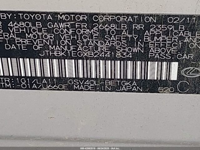 2011 LEXUS ES 350 JTHBK1EGXB2441834 Photo 8